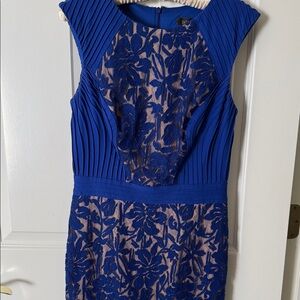 Tadashi Shoji Royal Blue Floral Backless Dress